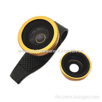 Universal 3-in-1 clip lens phone with 0.67X wide angle 180degree fisheye and macro lens